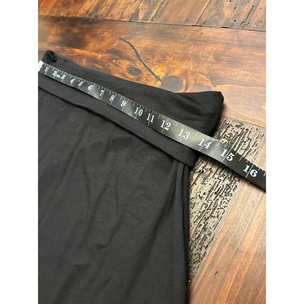 Black Maxi Skirt Fold Over Waist Women's Size Large Casual Flowy NWOT